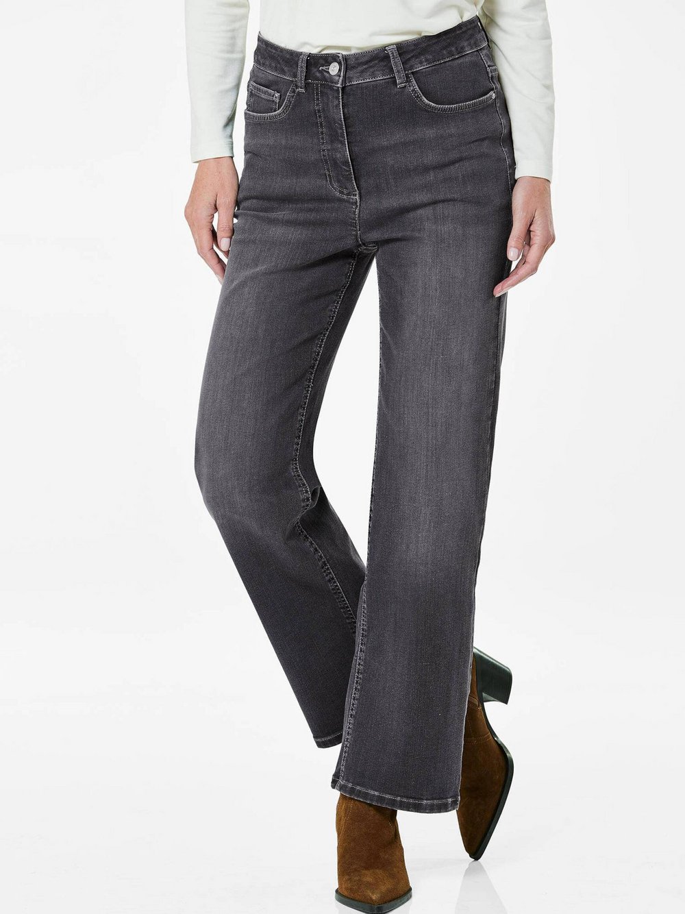 Goldner Stretchjeans Damen grau, 46 Image