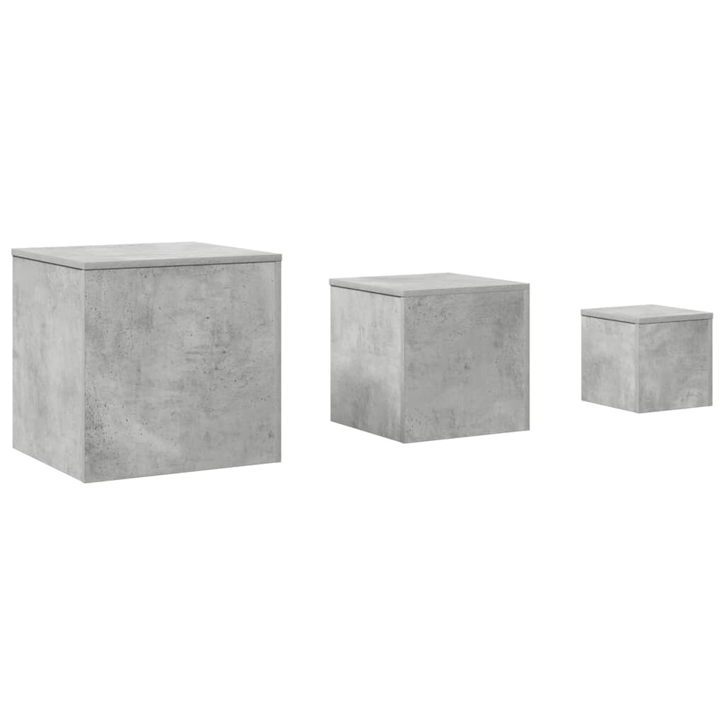 vidaXL Beistelltische 3-tlg. Betongrau Holzwerkstoff Image