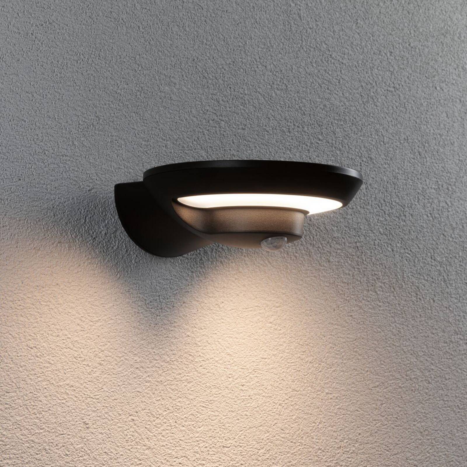 Paulmann LED-Solar-Außenwandlampe Bordola, Sensor, anthrazit Bordola, schwarz, Kunststoff, Modern, Solarleuchte außen
