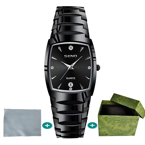 Neue Herren-Quarzuhr mit Edelstahlarmband, Nachtlichtanzeige, Strasssteinen, kratz- und abriebfestem Zifferblatt – ideales Geschenk für Feiertage und Geburtstage. Image