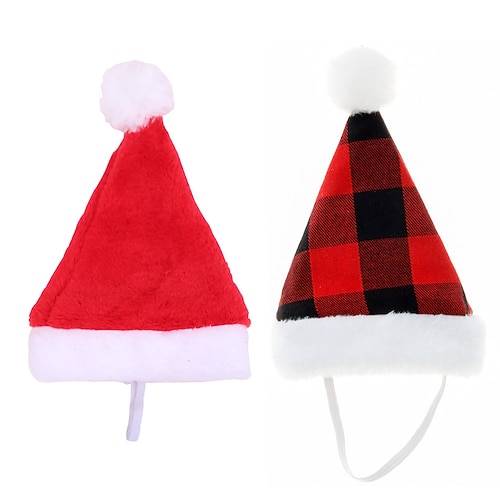 2er-Pack niedliche Weihnachtsmützen für Haustiere – winzige festliche Weihnachtsmannmützen für Katzen, kleine Hunde oder als Weihnachtsdekoration Image