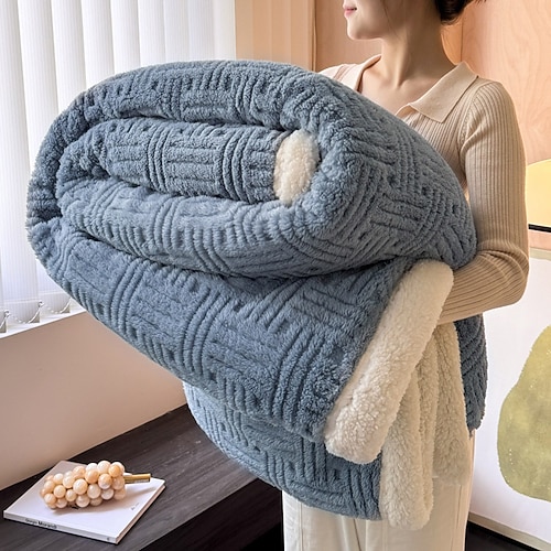 Sherpa-Fleecedecke, dicke Korallensamtdecke für ein Nickerchen im Winter, Bürodecke, weiche Sofadecke aus Milchsamt, warme Einzelbettdecke Image