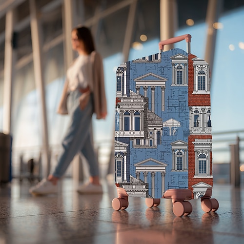 Gepäckhülle im bedruckten Stil, gemusterte Reisekofferhülle, elastische Spandex-Staubschutzhülle für Damen und Herren Image