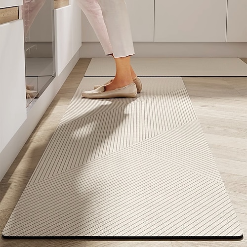 Läuferteppich für Küchenteppich Flur Küchenweich rutschfest maschinenwaschbar saugfähiger Diatom Schlamm Fußboden Teppich Wabi Sabi Stil ölbeständig schnell trocknend langlebige Wohnkultur Fußpolster Image