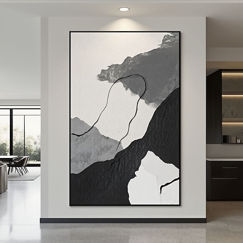 Ölgemälde, handgemalt, abstraktes Gemälde in Schwarz-Weiß, Original, großes Acryl-Leinwandbild, Wandkunst, modernes Gemälde, Wandkunst auf Leinwand, riesiges zeitgenössisches Kunstdekor Image