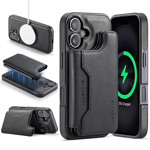 Handy Hülle Handyhüllen Für iPhone 17 16 15 14 Pro Max Plus 13 Pro Max Rückseite Stoßfest Retro TPU PC PU-Leder Image