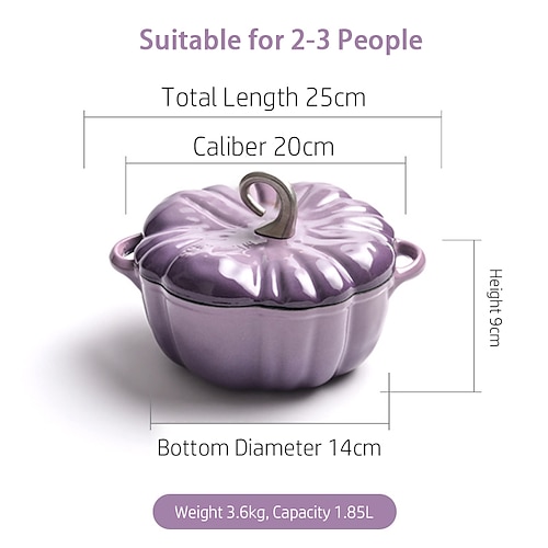 Kürbis-Bratentopf, antihaftbeschichteter, emaillierter Kürbis-Schmortopf mit Deckel, Schmortopf mit Deckel, Kürbisauflauf mit Herbst- und Thanksgiving-Dekoration, perfekt zum gleichmäßigen Garen und Image