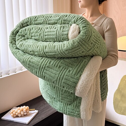 Sherpa-Fleecedecke, dicke Korallensamtdecke für ein Nickerchen im Winter, Bürodecke, weiche Sofadecke aus Milchsamt, warme Einzelbettdecke Image