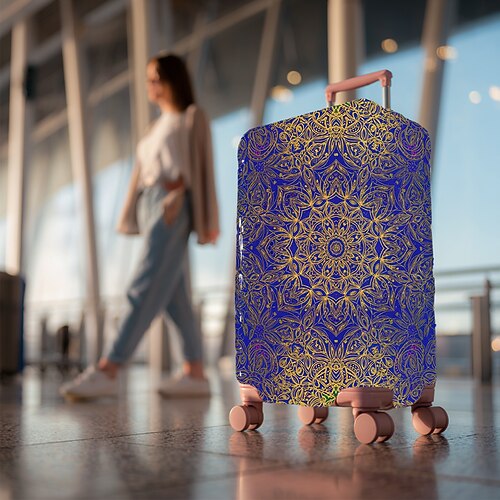 Bedruckte Gepäckhülle im Kunststil, dehnbarer Kofferschutz, elastische Reisegepäckhülle Image