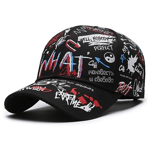 Herren Baseballkappe Sonnenhut Trucker-Kappe Weiß Blau Polyester Verstellbar Mode Alltagskleidung Hip-Hop-Graffiti Atmungsaktiv Image