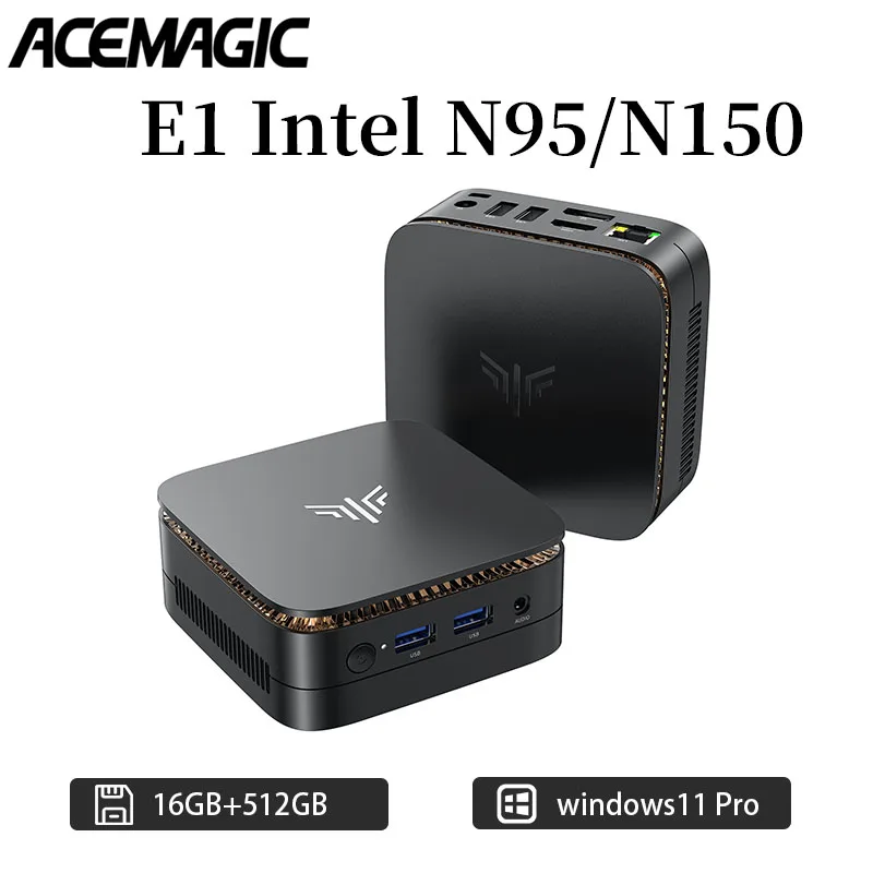 ACEMAGIC Intel N150 Mini PC DDR4 16GB SSD 1TB Max 3.6GHz 11 Pro Desktop 4K Dual Display Mini PC Home Office