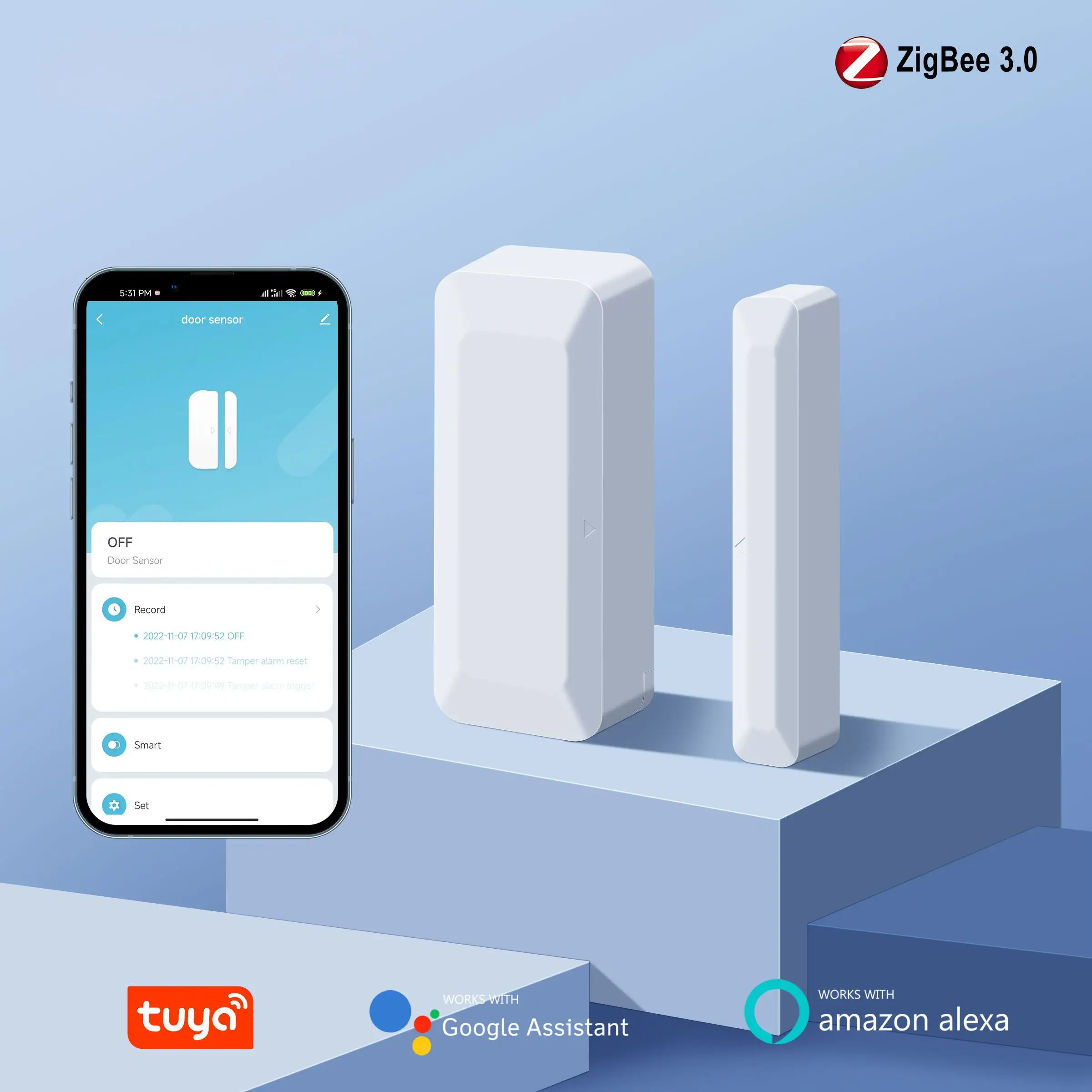Tuya Smart Tür- und Fenstersensor ZigBee Drahtloser Kontaktdetektor für Smart Home Security Support Home Assistant 2MQTT Image