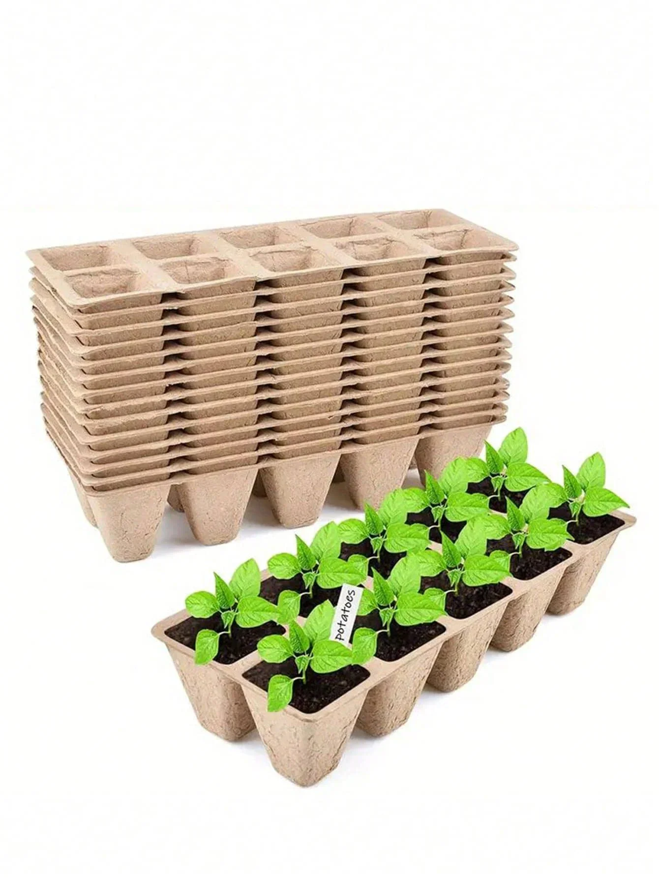 10/12 Gitter Zellkindertöpfe für Sämlinge, Startertablett, biologisch abbaubarer Zellstoff, Sämlingstasse, Gartenpflanze, Sämlingkeimungswerkzeug Image