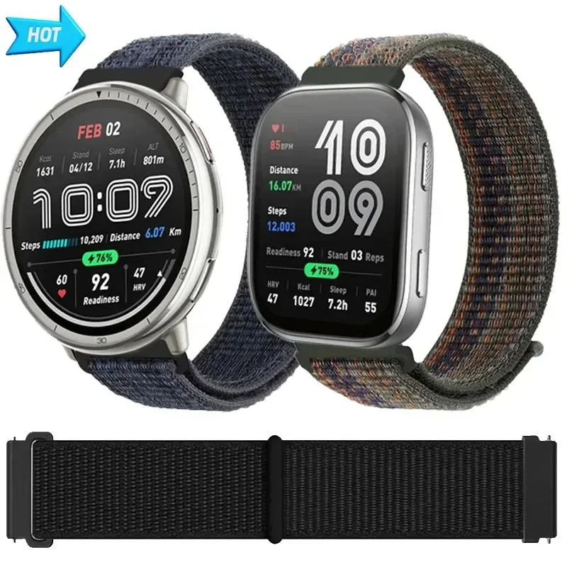 20 mm 22 mm Nylonarmband für Amazfit Active 2 GTS 4/3/2 Mini-Armband, Amazfit Bip 6/5 Balance GTR 4/3 atmungsaktiv, Correa Image