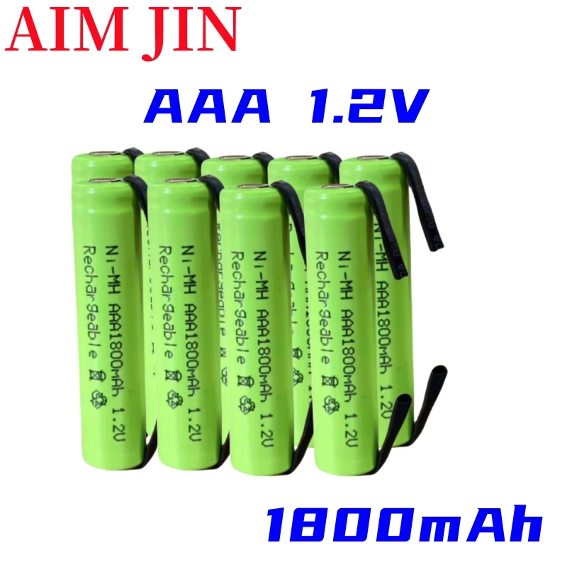 1,2 v 1800mah ni-mh aaa wiederauf ladbare Batterie zelle mit Löt fahnen für Philips Braun Elektro rasierer Rasiermesser Zahnbürste Image