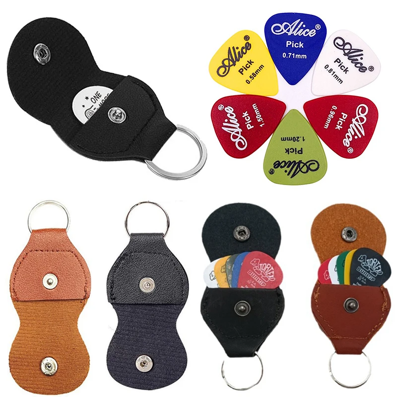 3 Teile/paket PU Leder Trinkwasser Gitarre Pick Tasche Schwarz Braun 2 Farbe Verfügbar Pick Halter Pick Lagerung Schlüsselbund Gitarre Zubehör ZYF Image