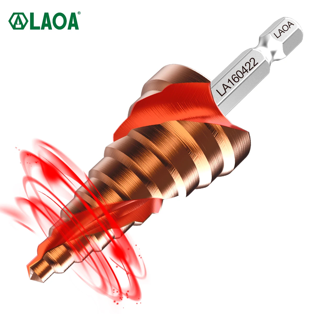 LAOA Pagodenbohrer 3–13 mm 4–22 mm 4–32 mm Lochöffner HSS-CO M35 Sechskant-Dreieck-Spiral-Stufenbohrer aus gerilltem Metall und Edelstahl Image