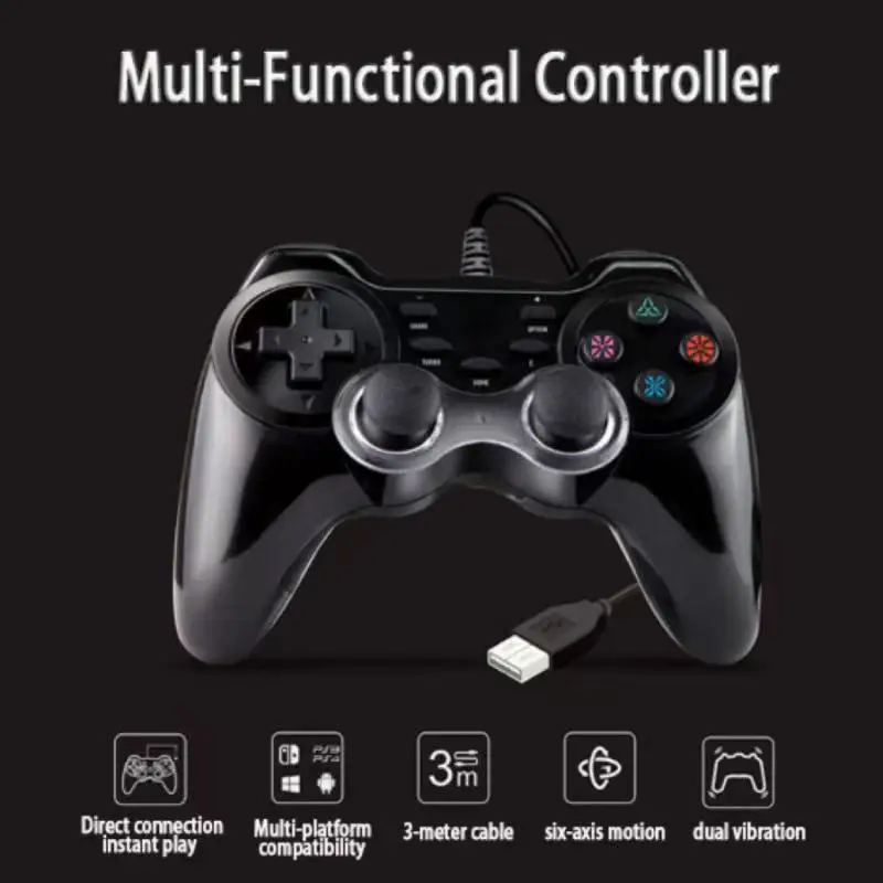 HY-9018 Kabelgebundener Gamecontroller für PS4, PS3, Switch, PC, PC360 und Android – 6-Achsen-Gyro und Dual-Vibrationsmotoren