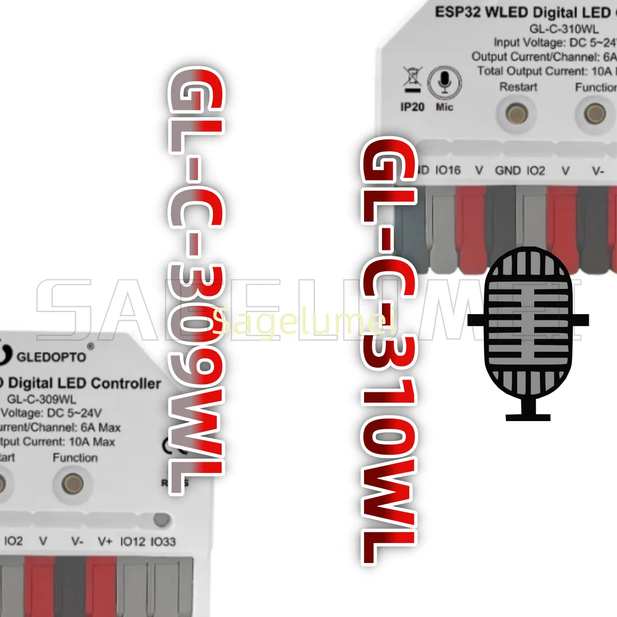 DIY GLEDOPTO ESP32 Mini WLED LED Controller Mit Mikrofon Musik Dynamische Modi Digital WS2811 WS2812 SK6812 TM1814 WS2813 WS2815 Streifen Image