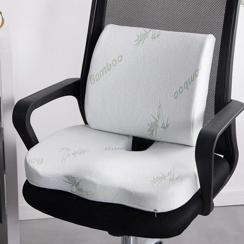Kissen Langsam Rebound Taille Unterstützung Set für Home Office Gesundheit Pflege Stuhl Pad Bambus Faser Memory Foam Sitzkissen Zurück