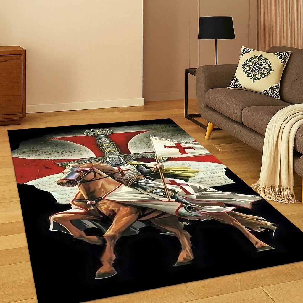 Kreuzfahrer Templer Black Knight Teppich Teppich Matte für Zuhause Schlafzimmer Wohnzimmer Sofa Fußmatte Küche Dekor, Kinderspiel rutschfester Teppich Image
