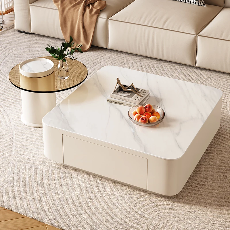Einfache quadratische Couchtische, modernes Luxus-Design, Schreibtisch-Couchtische, weiß, klar, Mesas De Centro Para Sala, Wohnmöbel