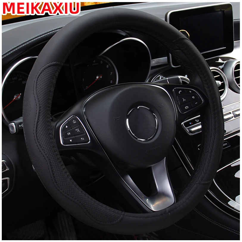 3D-Massage-Lenkradbezug aus PU-Faserleder mit geprägtem Innenring für das Auto – dekoratives Autozubehör 37–38 cm Image