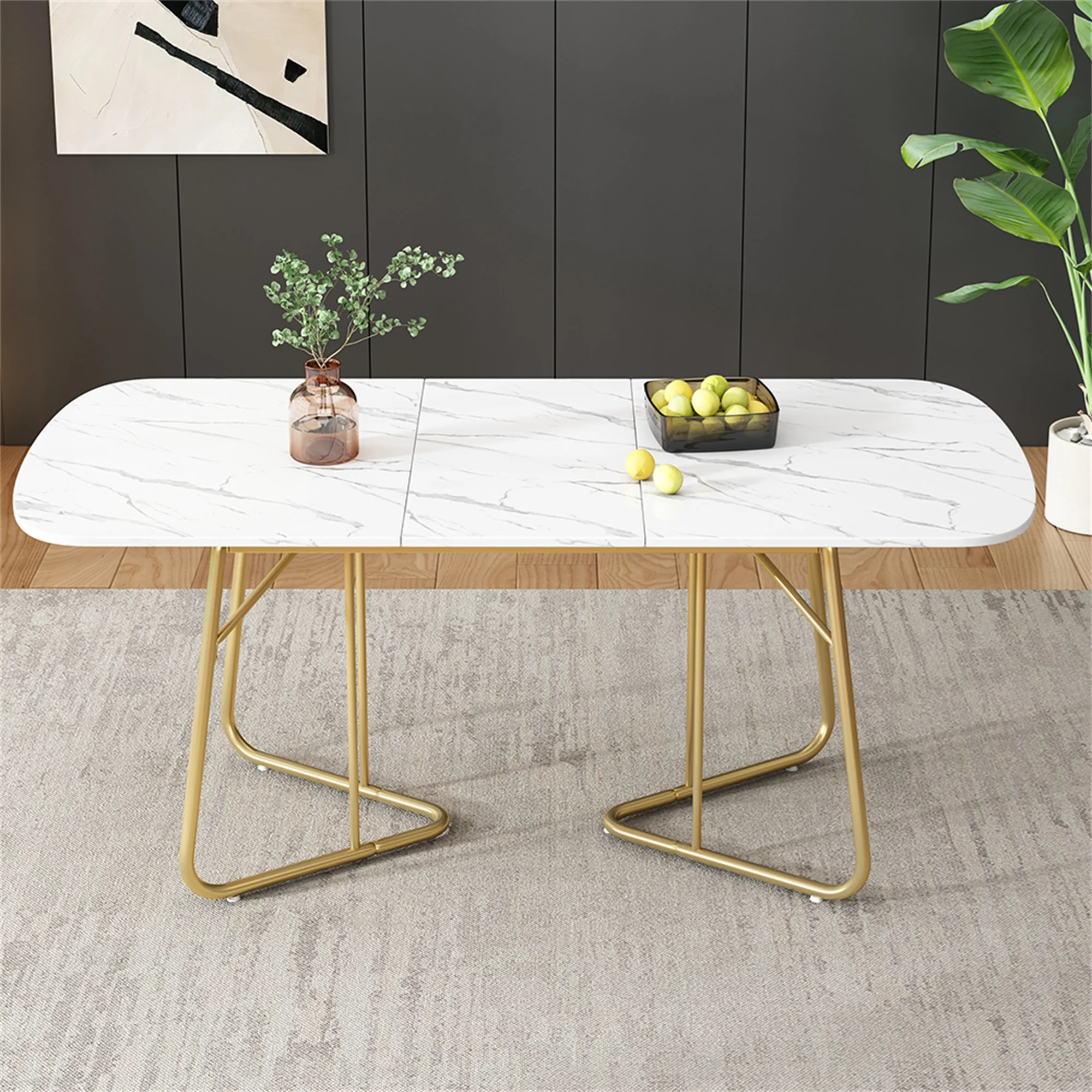 Erweiterbarer Esstisch 120/160*80*75 cm, Esszimmertisch Rechteckig, Esstisch Küchentisch mit metallbeinen, Tisch für Esszimmer