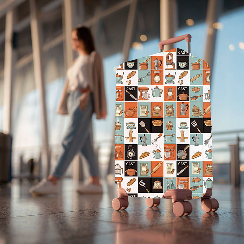 Art Style Printed Luggage Cover Stretch Suitcase Protector Elastic Travel Baggage Cover