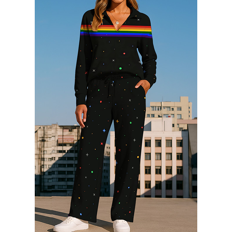 Women's Sweatshirt Tracksuit Sweatpants Drawstring Pocket Geometric Jacket and Sweatpants Athletic Clothing Set Loungewear Summer Spring Fall Winter Dark Grey Black Gym Workout Casual Workout Thermal