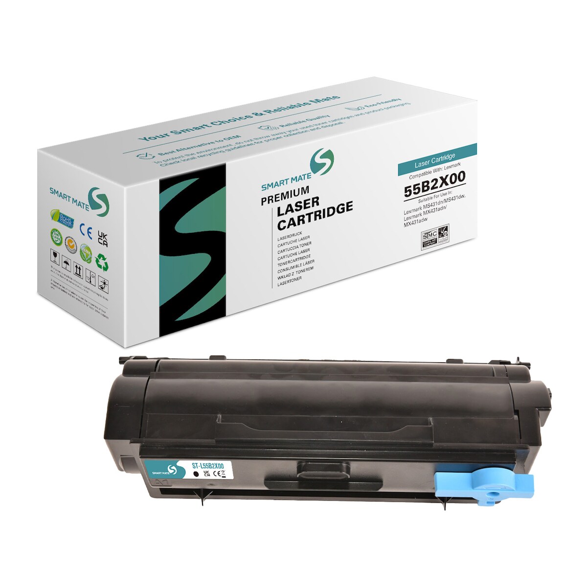 SmartMate wiederaufbereitete Laser Toner Patrone für Lexmark 66S2H00 Schwarz Image