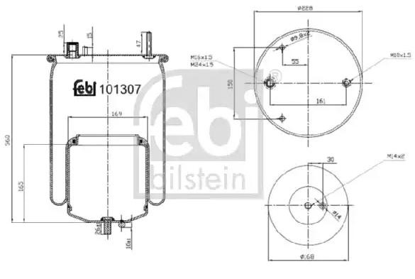 FEBI BILSTEIN Federbalg, Luftfederung VOLVO 101307 21224750,22056630,24062484 Image