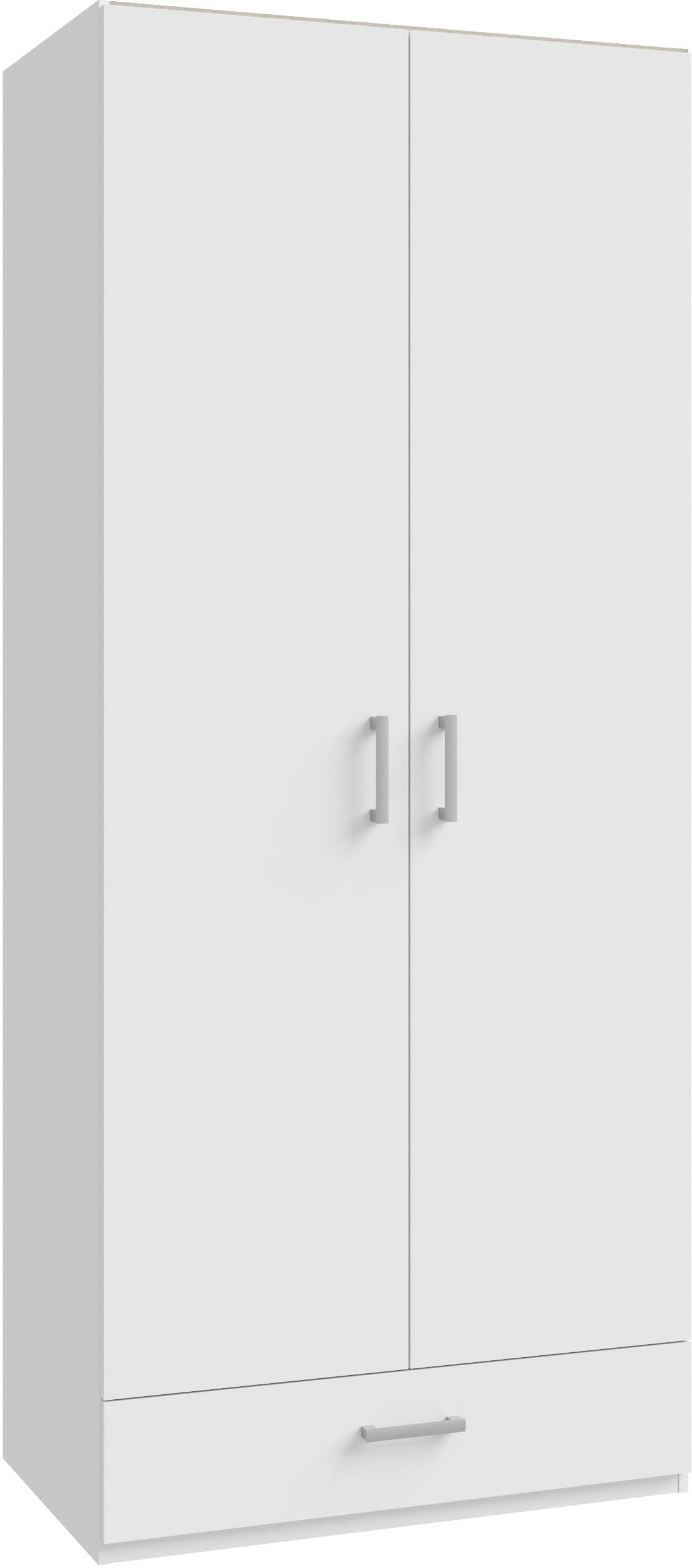 Drehtürenschrank FORTE, weiß, B:88,9cm H:210,5cm T:54,2cm, Spanplatte, Schränke, Drehtürenschrank, Drehtürenschrank, Stauraum, Schublade