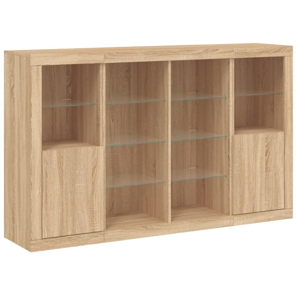vidaXL Sideboards mit LED Leuchten 3 Stk. Sonoma-Eiche Holzwerkstoff Image