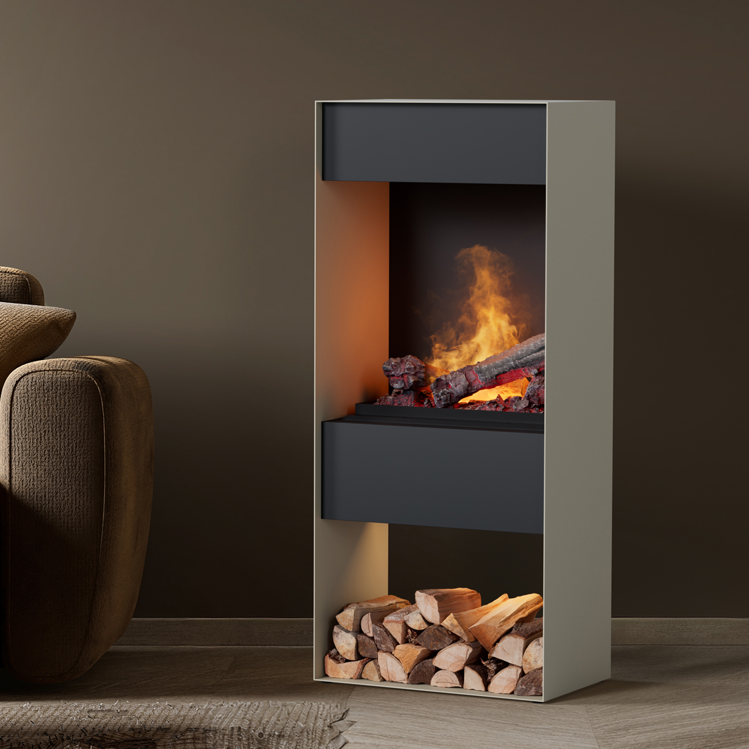 Noble Flame CORE [Elektrokamin Opti-myst]: Seidengrau Image