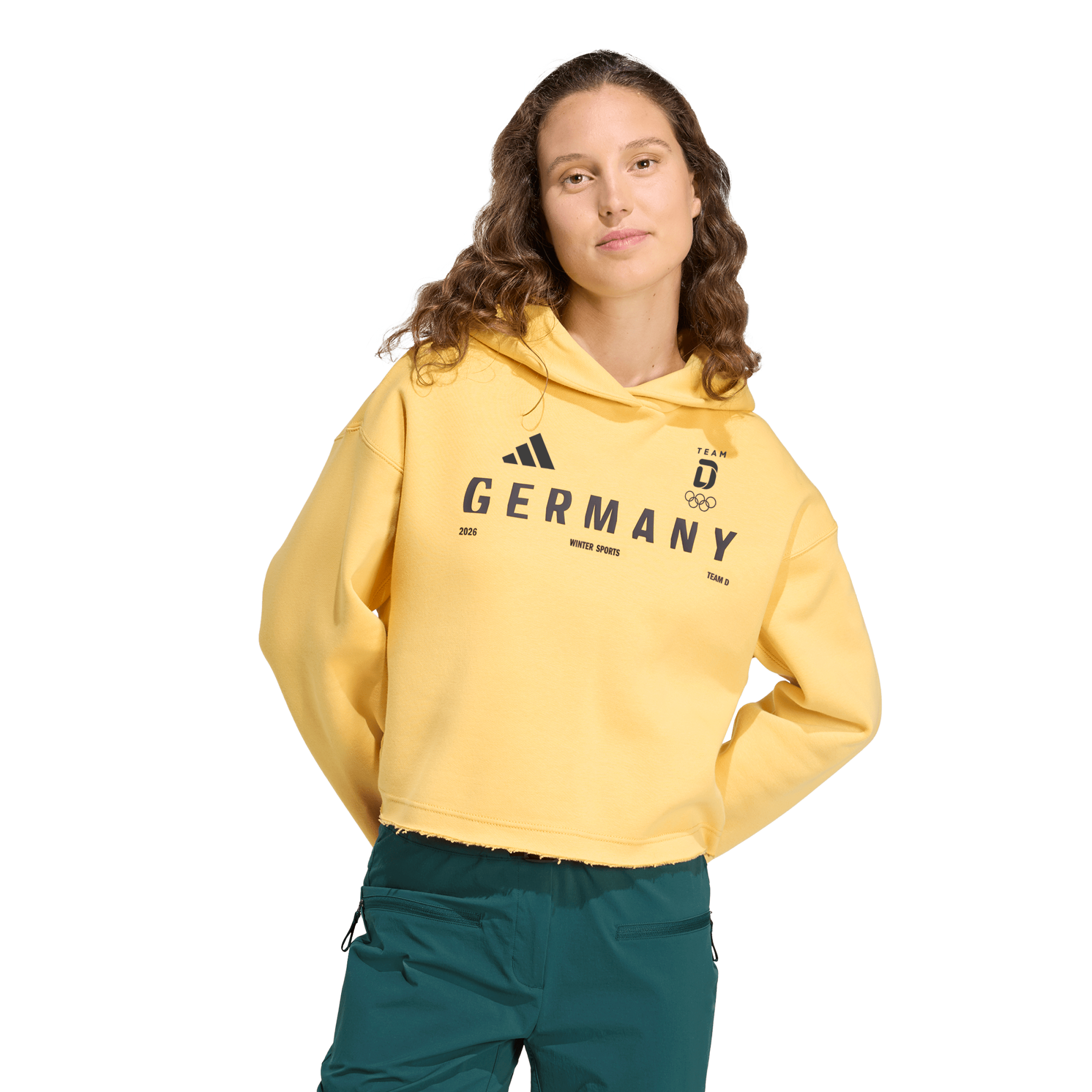 Team D adidas Grafik Hoodie - Gelb - Damen