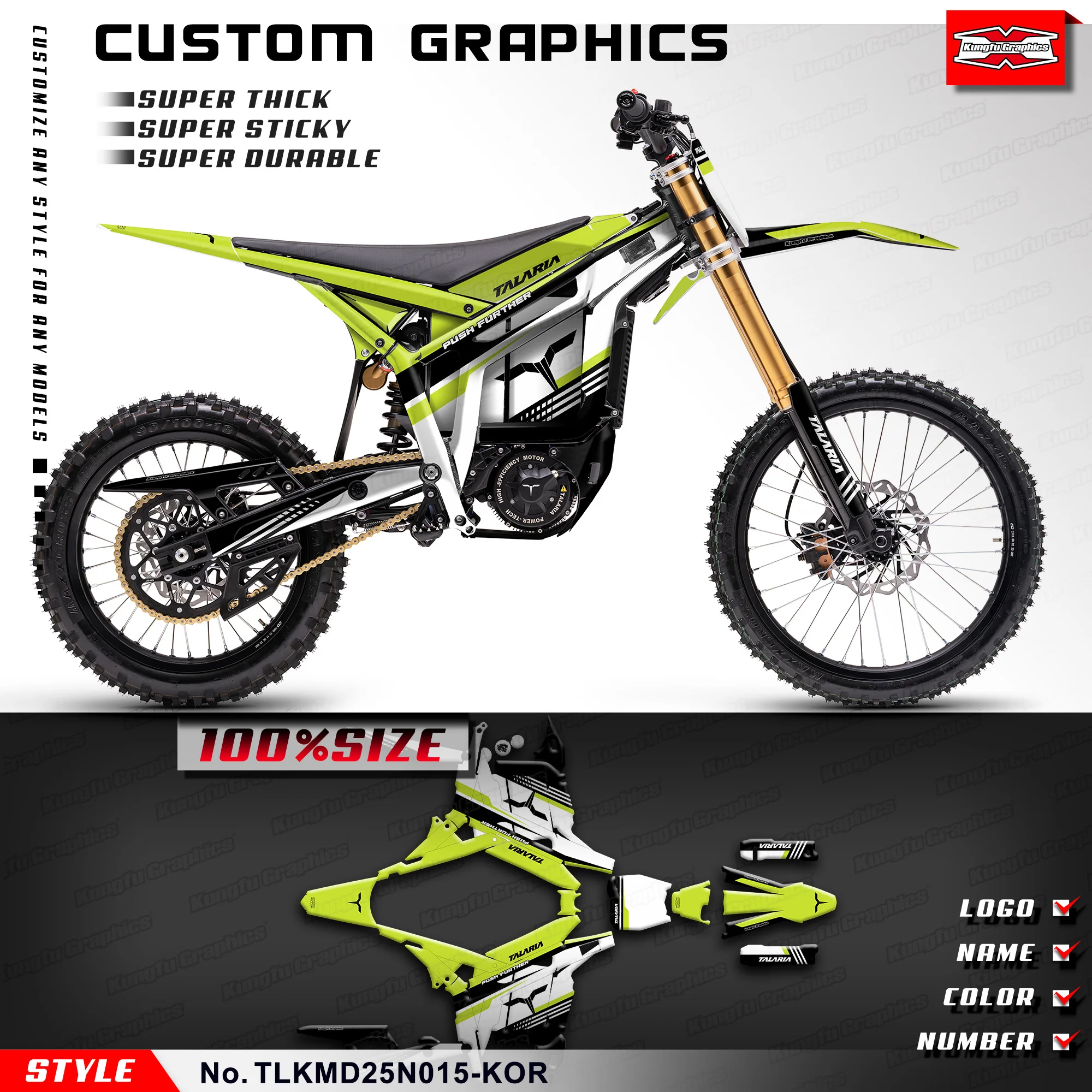 KUNGFU GRAPHICS Custom Sticker Kit Motorradaufkleber für TALARIA KOMODO, Rebuild Kit, TLKMD25N015-KOR Image