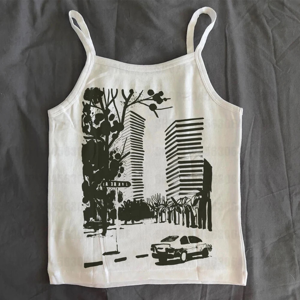 2000s Tops Gothic Emo Girls Camisole Tops Printing Grunge Crop Tops Y2k Clothes Vintage Punk Women