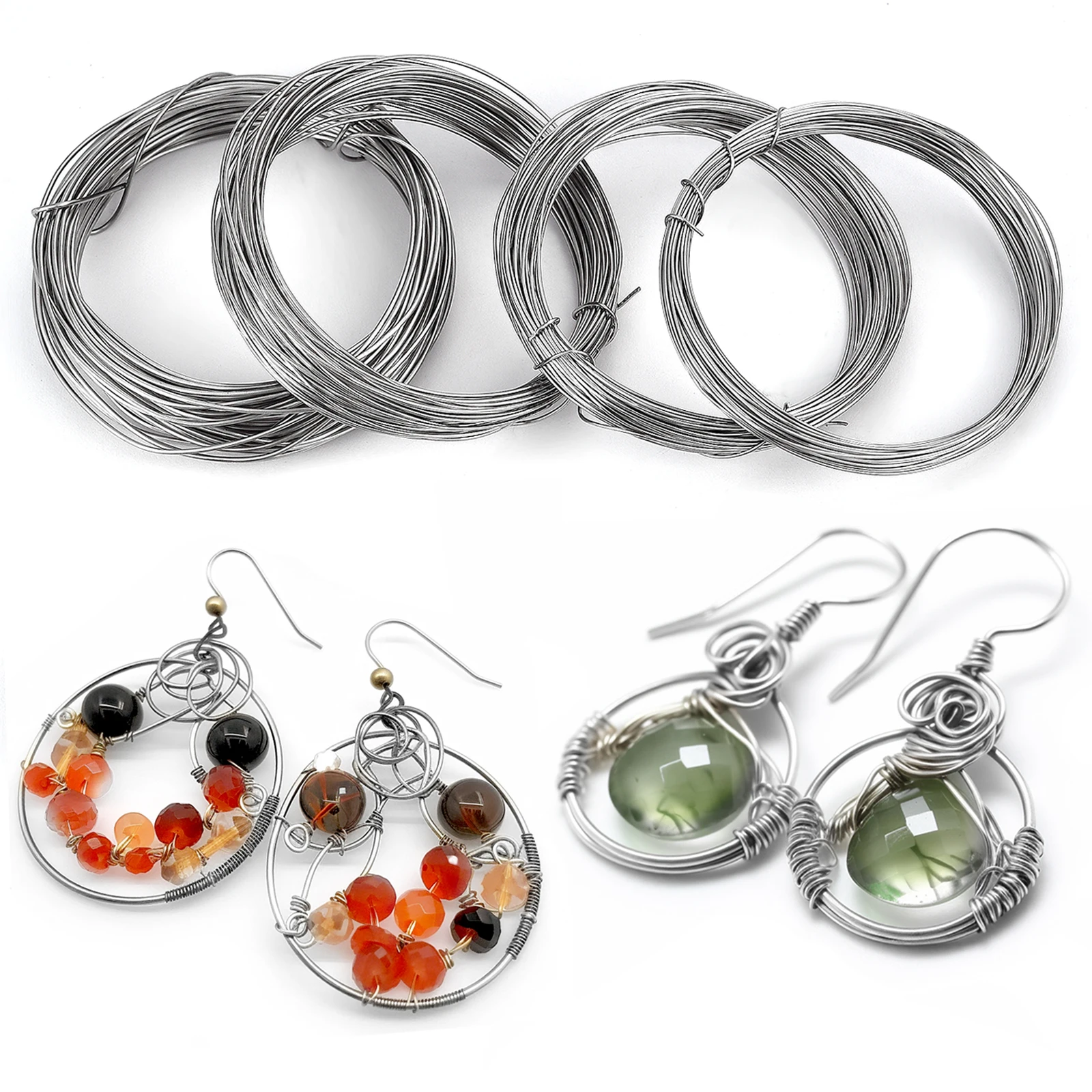 10M 0,3/0,4/0,5/0,6/0,8/1mm Edelstahl Silber Farbe Draht Einzigen Draht Perlen draht DIY Schmuck Finden Zubehör