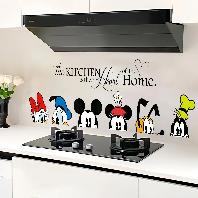 1 Disney Mickey Mouse House Charakter Cartoon Küchenwandaufkleber, Küchendekoration, Kunstwerke, glänzendes Finish, perfekt für Küche, Schränke, Esszimmer, Wohnmobil, Dekoration, Heimdekoration Image