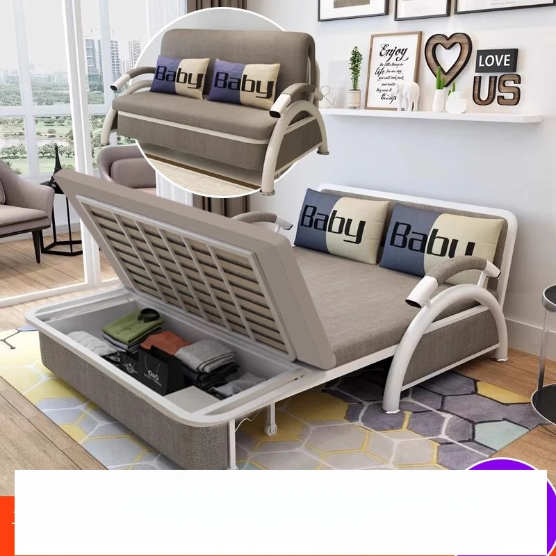 Klappbares Schlafsofa 1,5 Meter, Sitzen und Liegen, Mehrzweck-Multifunktions-Doppel-Kleinwohnung, Wohnzimmer-Aufbewahrung, Push-P Image