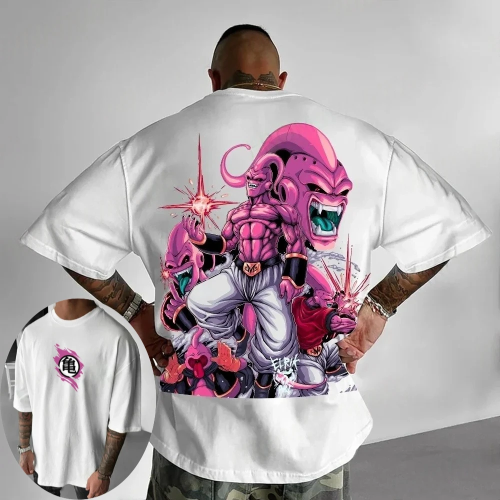 Dragon Ball Sommer Herren T-Shirt Anime Majin Buu Herbst Atmungsaktiv Harajuku Jungen Kinder Eltern-Kind Kurze Ärmel Winter Image