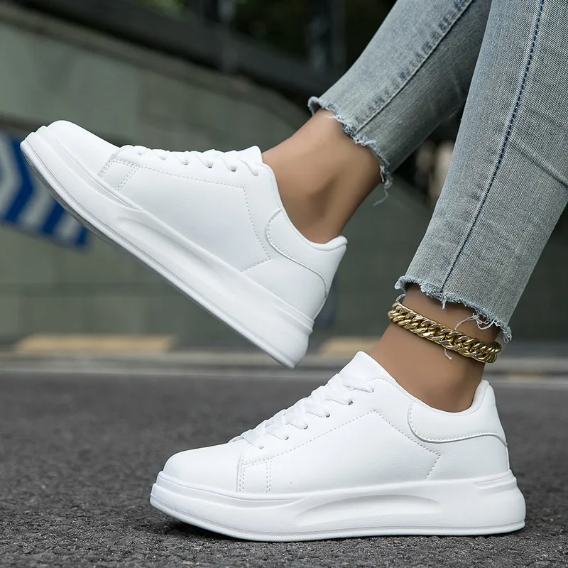 Plus Größe Schuhe für Männer 36-45 Herbst Fashion Lace Up Plattform Wohnungen Casual Turnschuhe Frauen Paare Weiße Schuhe Männer schuhe Schuhe