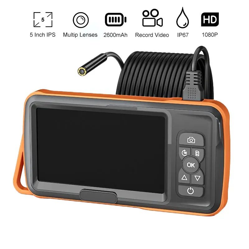 5'' IPS Bildschirm Endoskop Auto Rohr Inspektion Endoskop Wasserdichte USB Sonde Video Autofokus Kamera Single Dual Triple Objektiv LEDs Image