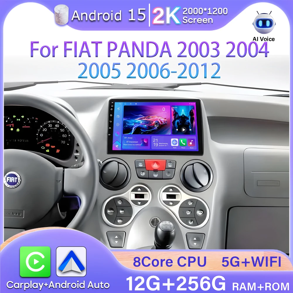 Autoradio vidéo Carplay Android Auto pour FIAT PANDA 2003 2004 2005 2006-2012 Autoradio GPS voiture systèmes intelligents Autoradio DVD