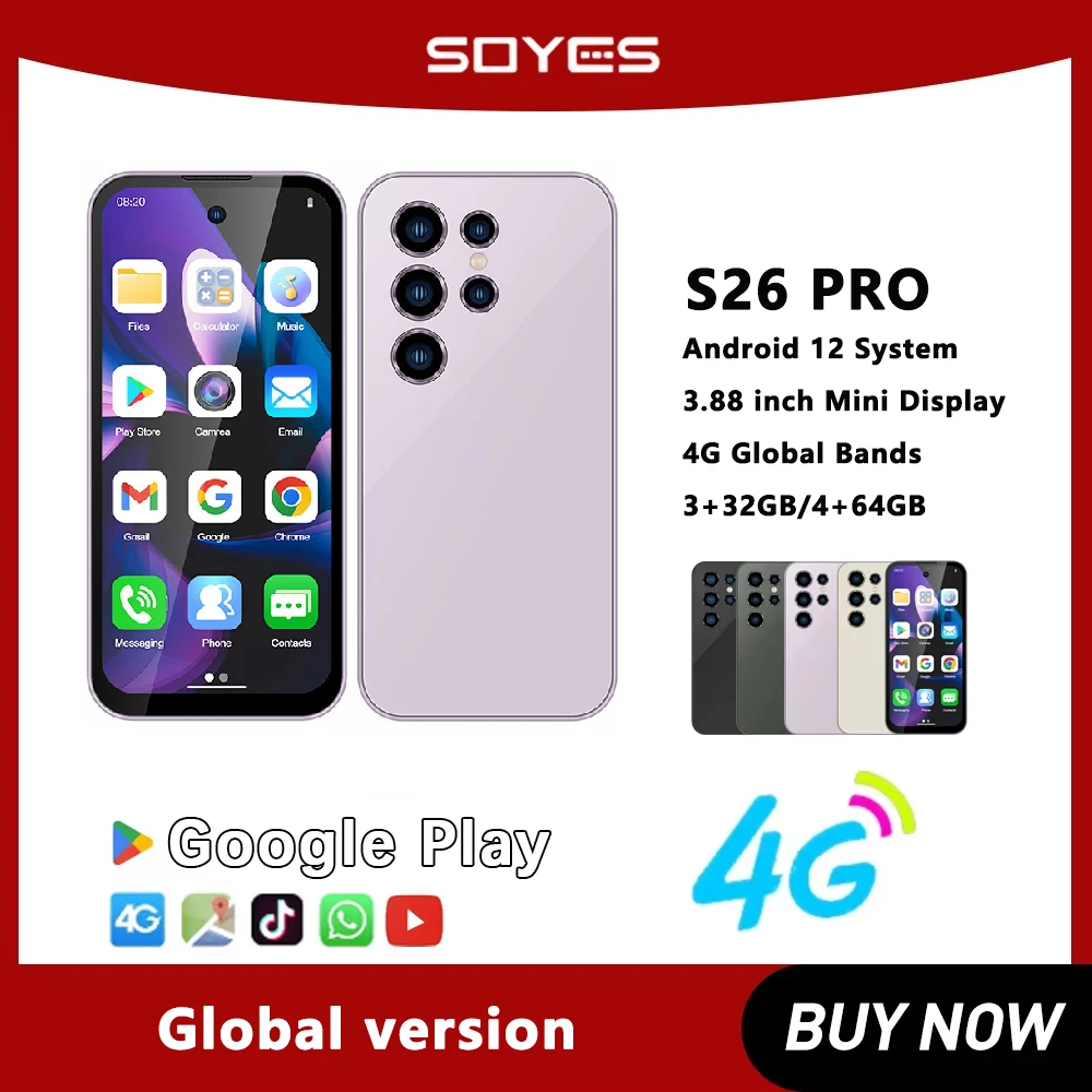 SOYES S26 PRO 3,88 Zoll Kleines Telefon 4 GB + 64 GB Android 12.0 Dual SIM Standby 4G Mini Smartphone 1950 mAh Wifi GPS Globale Version Image