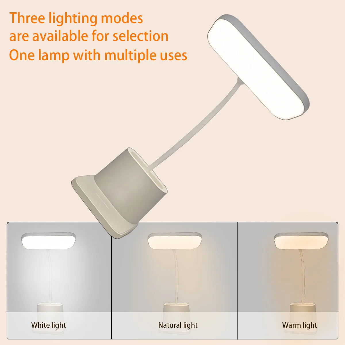 LED-Schreibtischlampe, wiederaufladbare USB-Schreibtischlampe, 3-stufiges Dimmen, Touch-Desktop-Beleuchtung, Aufbewahrungssockel, geeignet für Schreibtischbeleuchtung