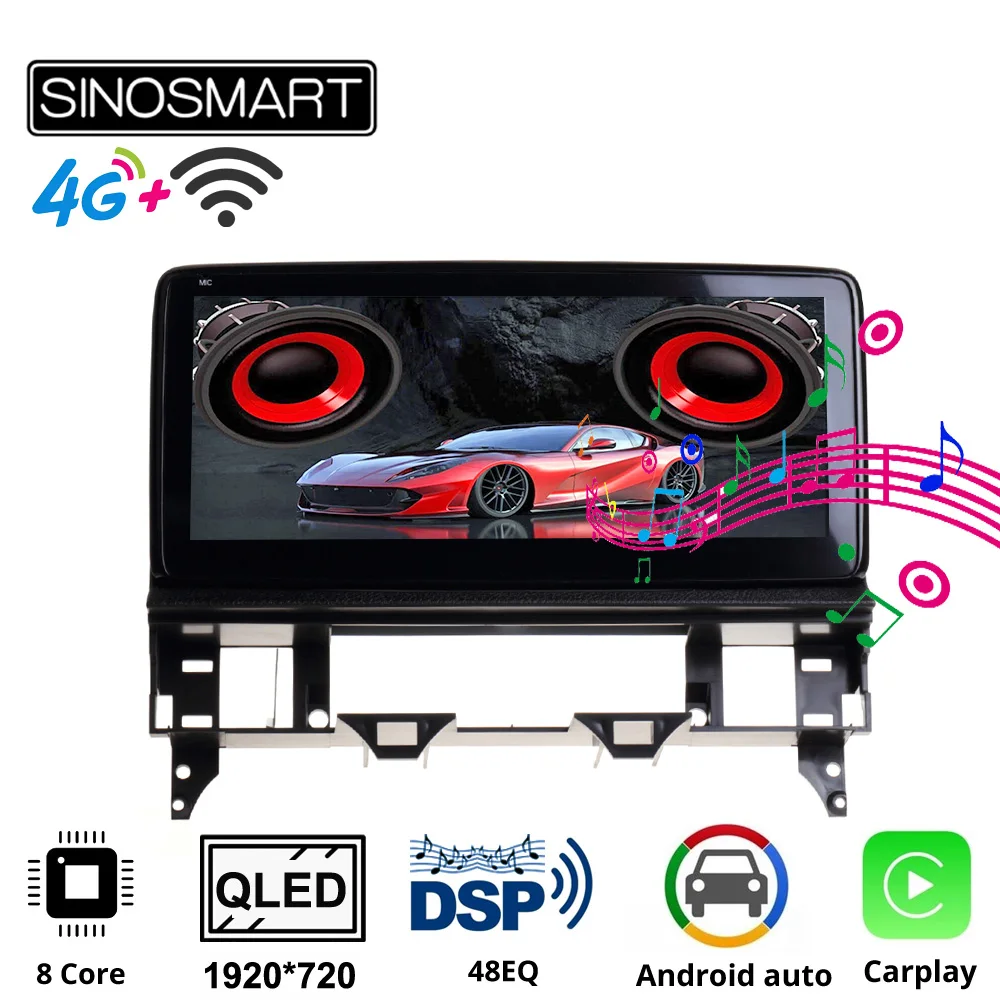SINOSMART Android Bildschirm für Mazda 6 Mazda6 Atenza 2002–2008 GG GY 10.25" Navigation, Bose Unterstützung, Originalradio & CD erhalten, Wireless CarPlay, Android Auto Image