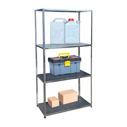 Relaxdays Lagerregal, verzinkter Stahl, HBT 180 x 90 x 40 cm, 160 kg, 4 Ebenen, Keller & Garage, Schwerlastregal, silber Image