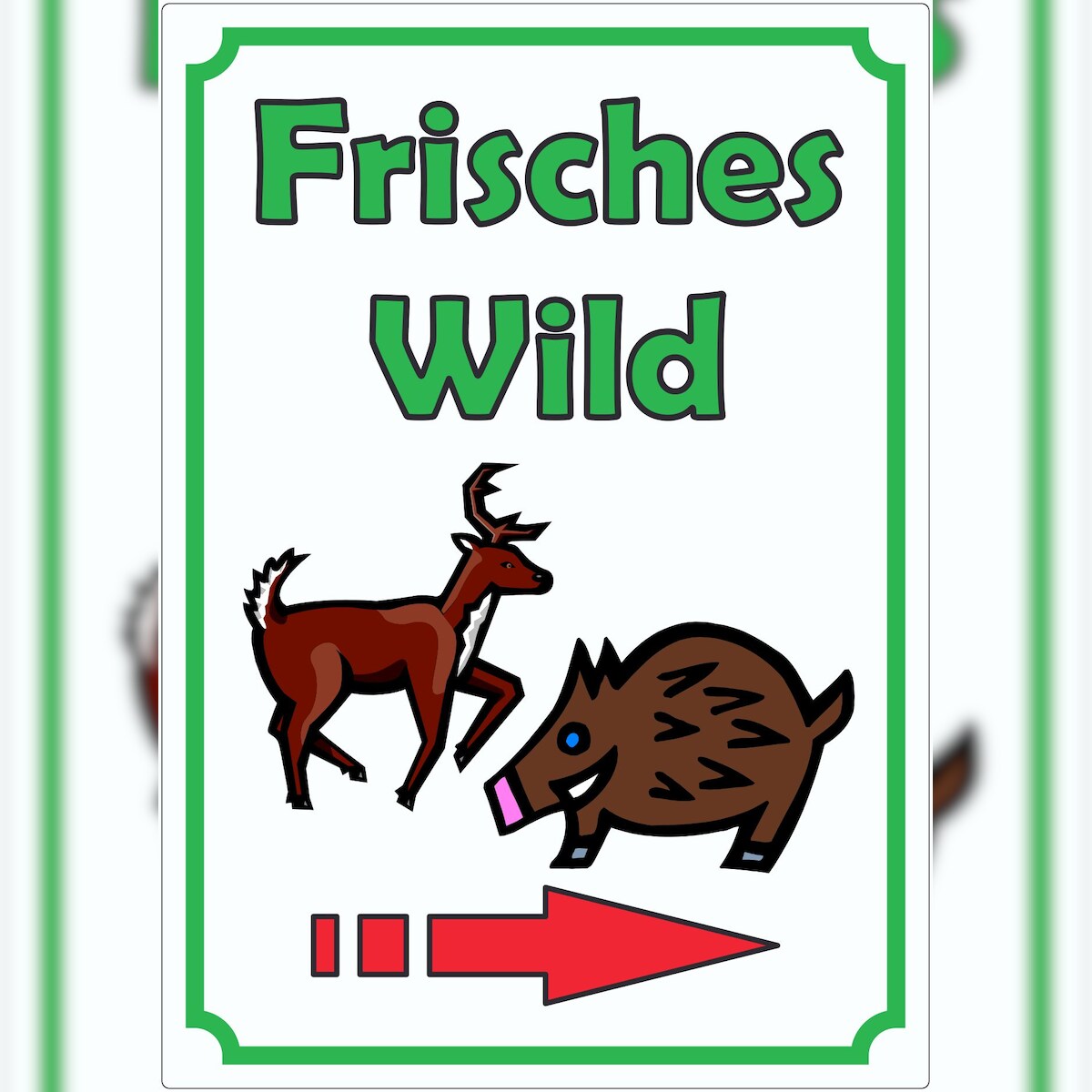 HB-Druck Frisches Wild Aufkleber Hochkant mit Pfeil rechts A0 (841x1189mm) Image